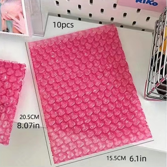 10pcs Pink Heart Shaped Bubble Film Bags - Picture 5 of 5